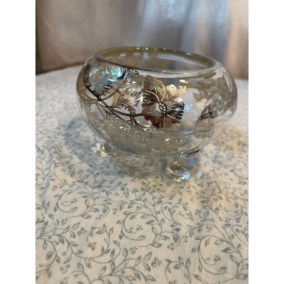 Viking Glass 3 Footed Flowerlite Silver City Poppy Overlay MCM Glass Frog - Picture 10 of 16